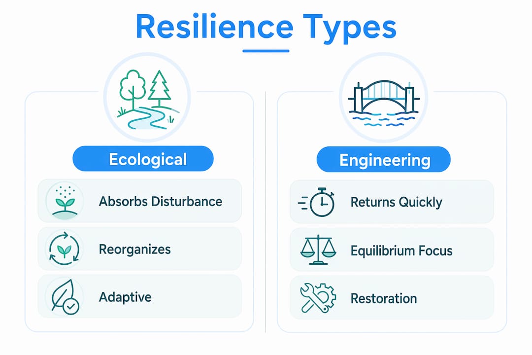 Infographic comparing ecological and engineering resilience