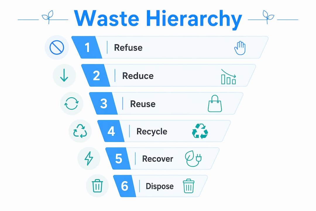 Infographic illustrating the waste hierarchy principles