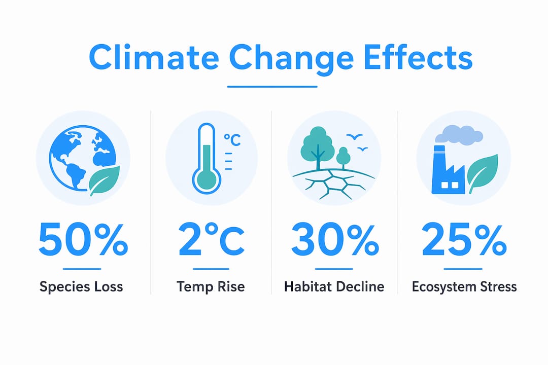 Infographic summarizing key climate change effects on ecosystems