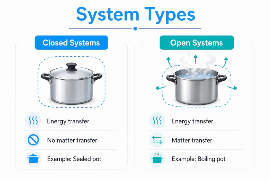 Infographic comparing closed and open systems