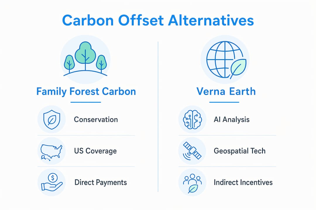 Infographic comparing Family Forest Carbon and Verna Earth programs