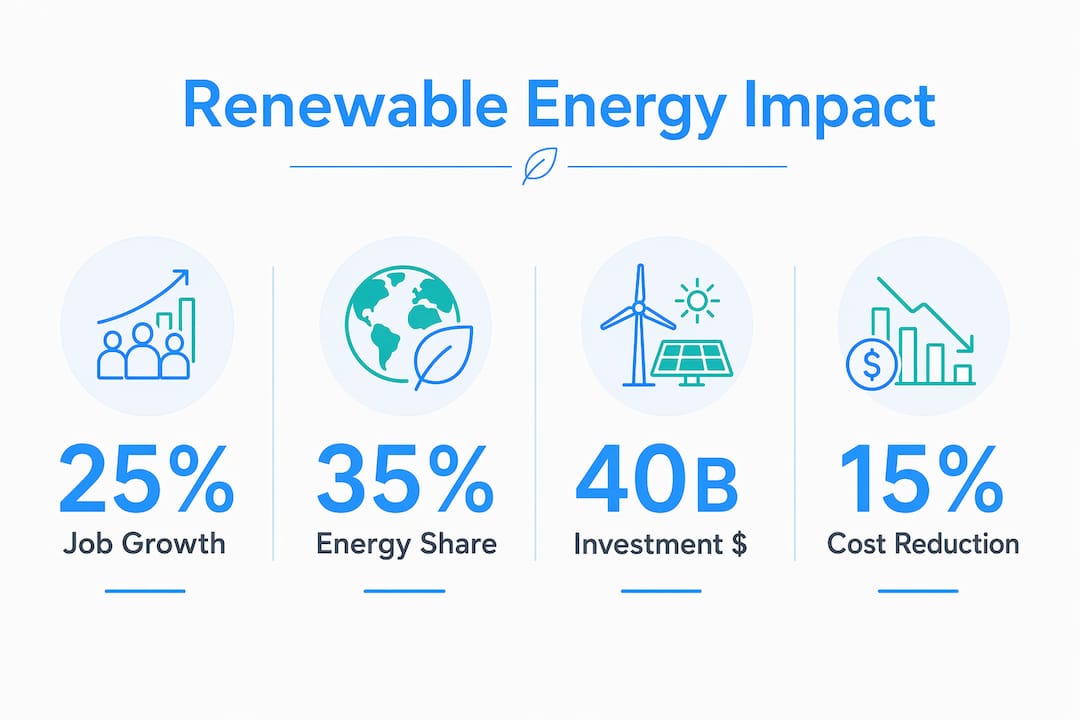Infographic summarizing economic impact of renewable energy