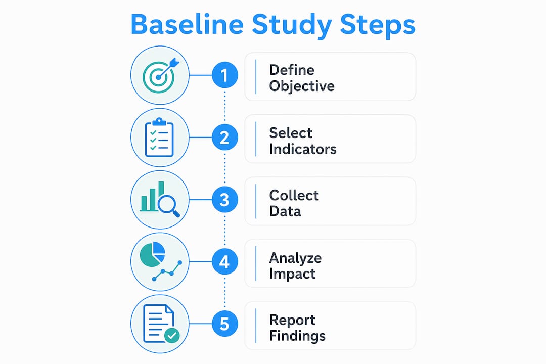 Infographic showing baseline study process steps