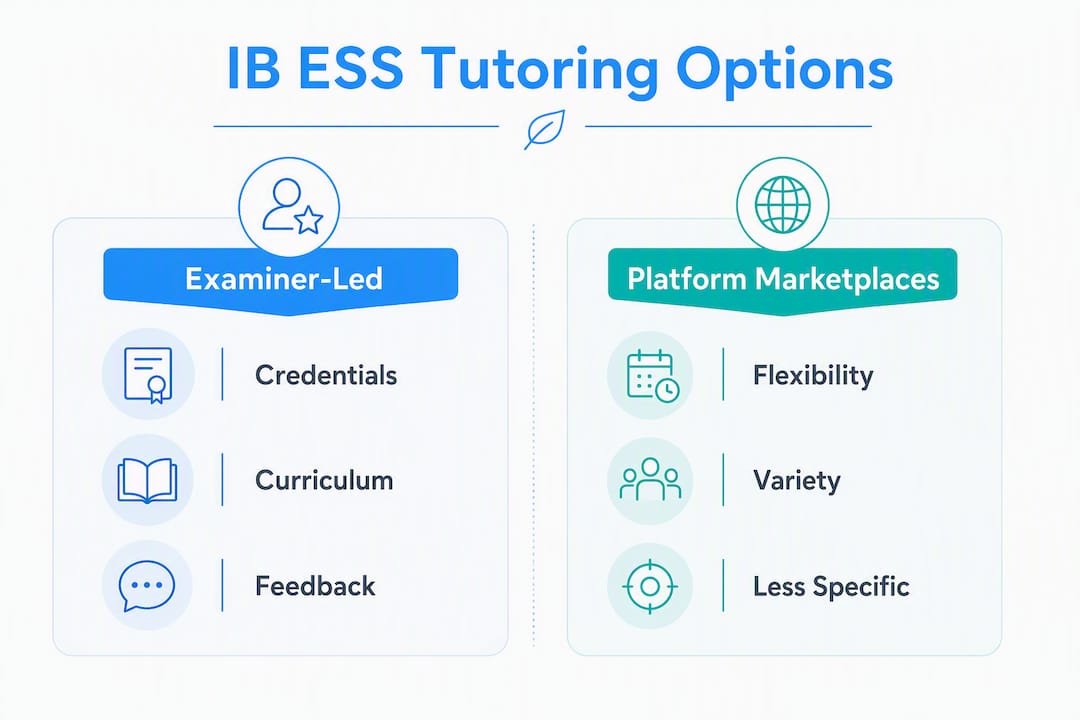 Infographic comparing IB ESS tutoring options