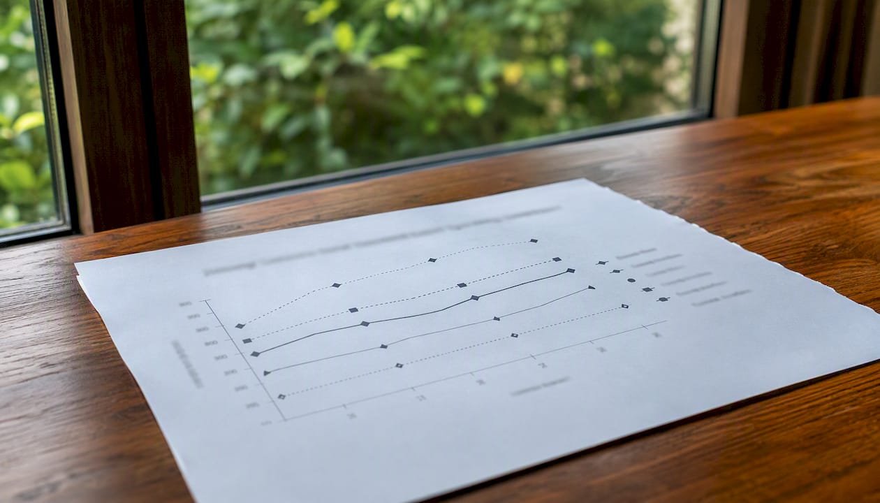 Printed grayscale graph with distinct markers