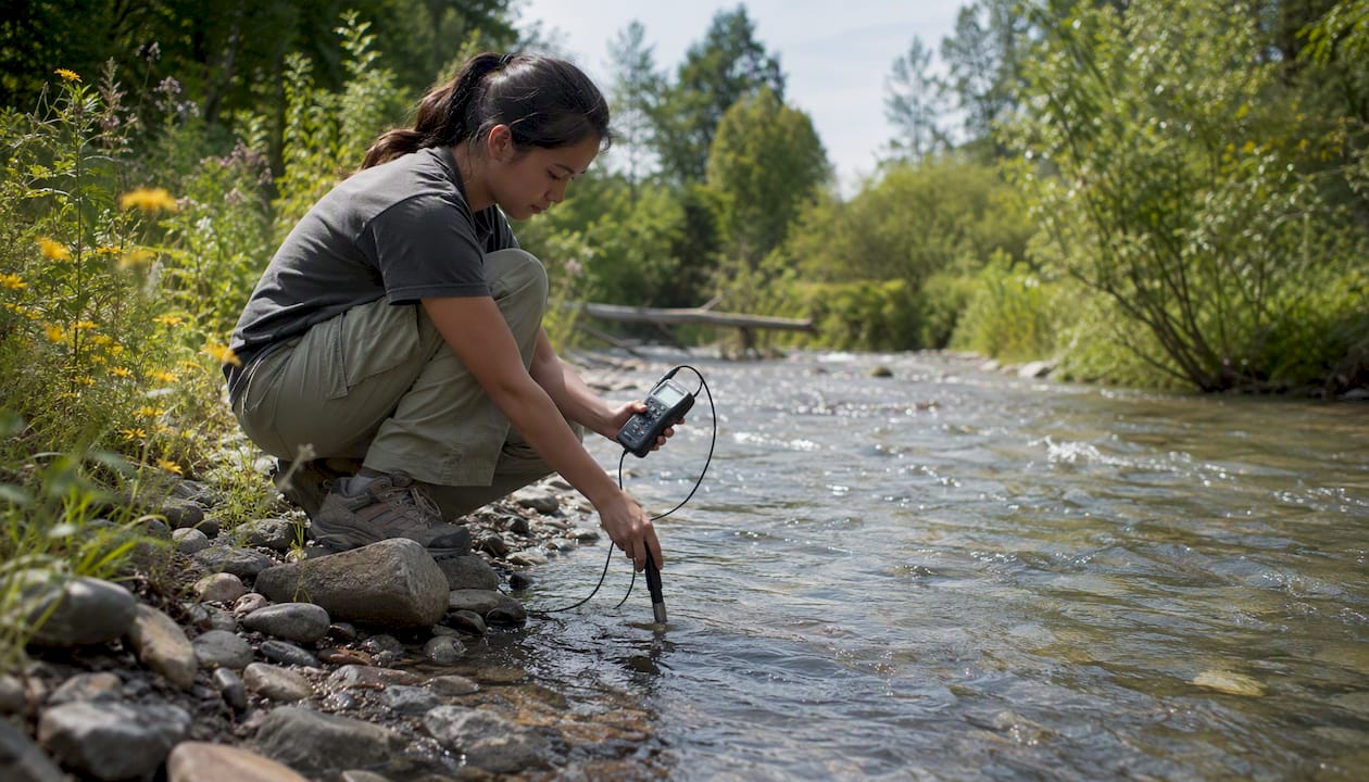 Measuring dissolved oxygen in river water