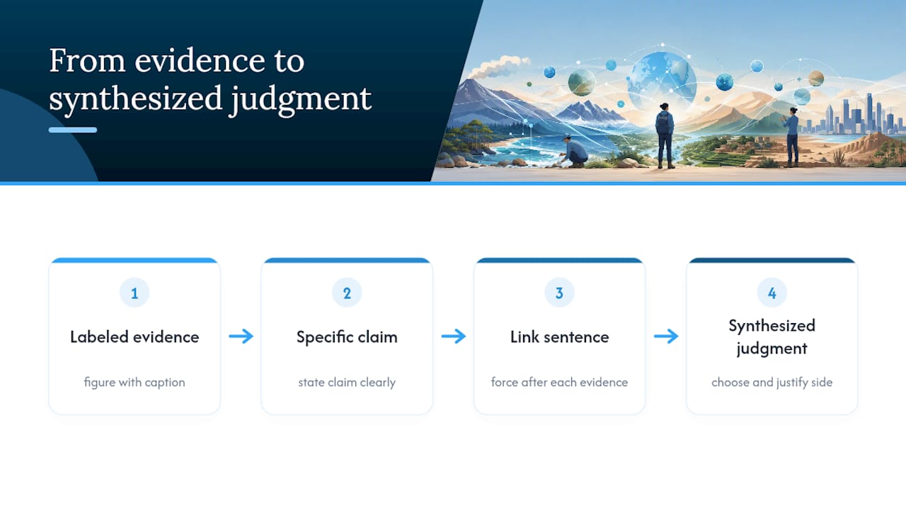 Flow from evidence to synthesized judgment