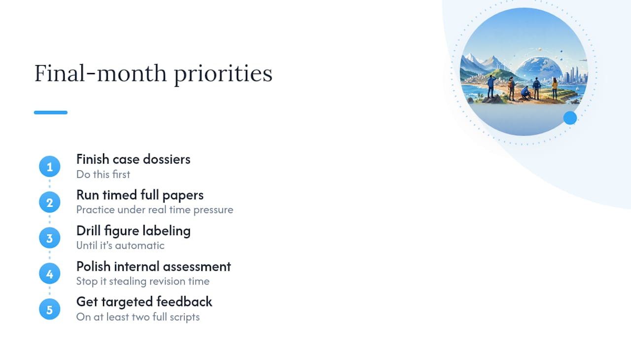 My Five Priorities for Your Final Month — overview diagram