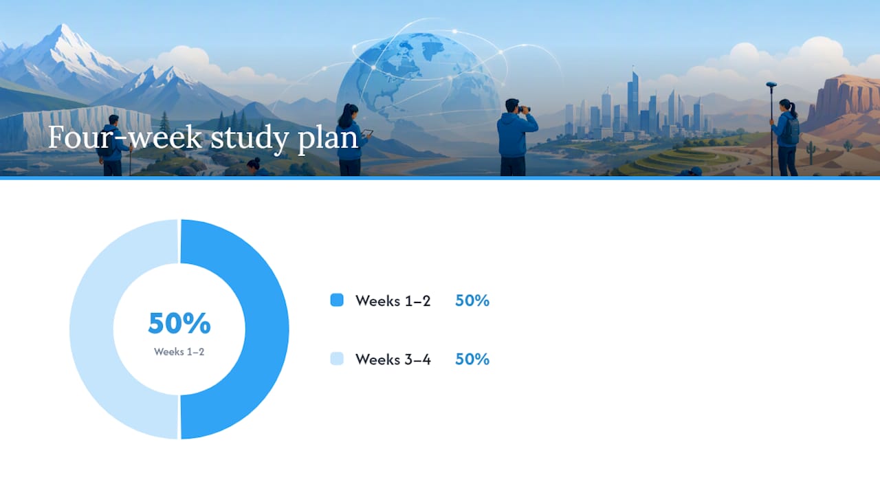 Four-week geography study plan timeline