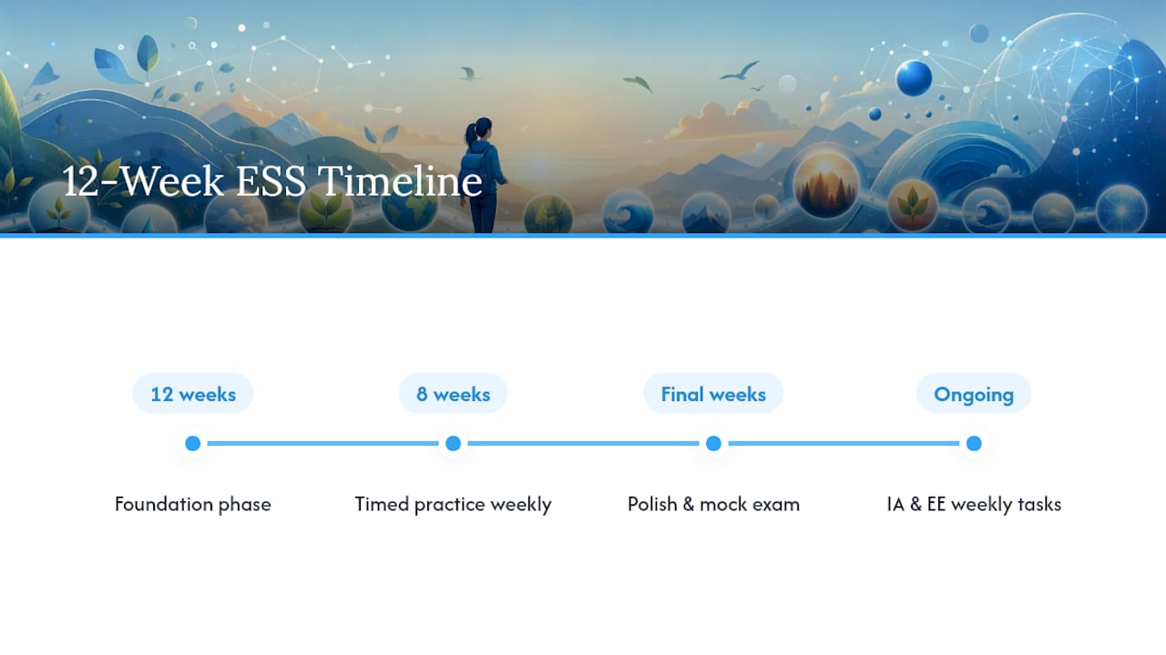 Twelve-week ESS exam preparation timeline