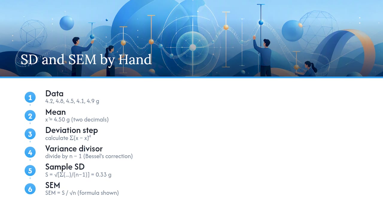 How to Calculate Standard Deviation and SEM by Hand — overview diagram