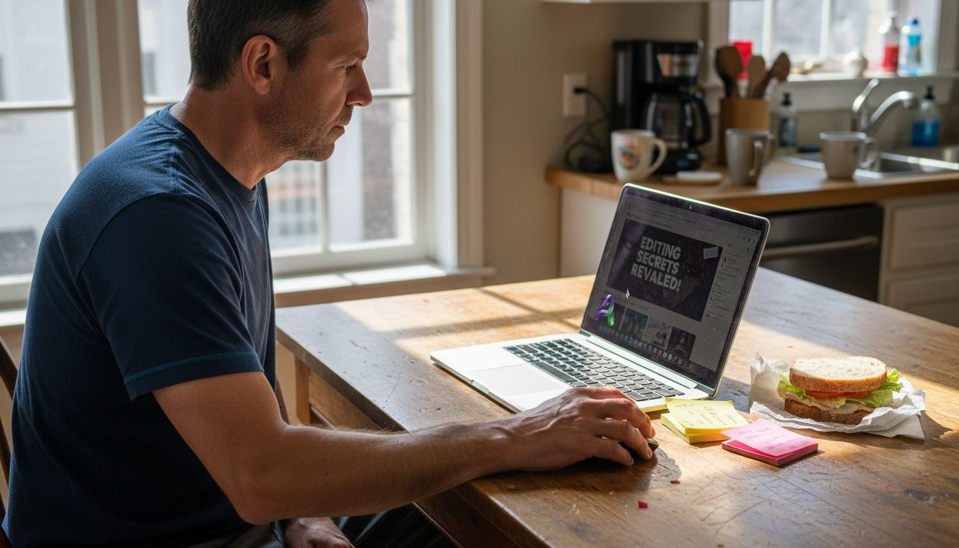 Person editing high-contrast YouTube thumbnail