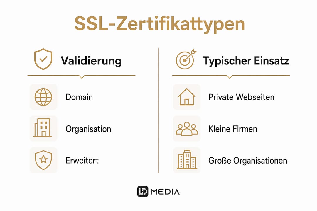 Übersicht: Die verschiedenen SSL-Zertifikattypen und ihre typischen Anwendungsbereiche auf einen Blick