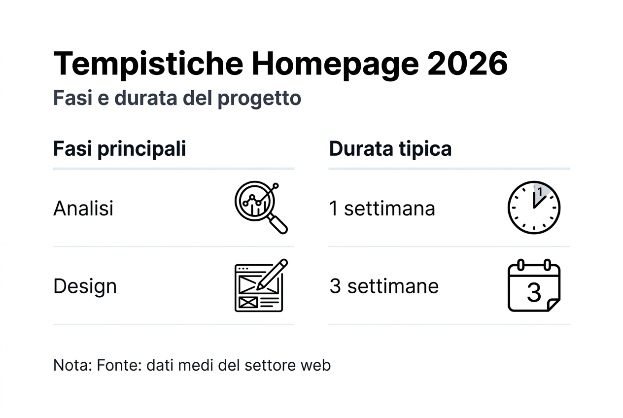Timeline del progetto per la realizzazione della homepage – infografica