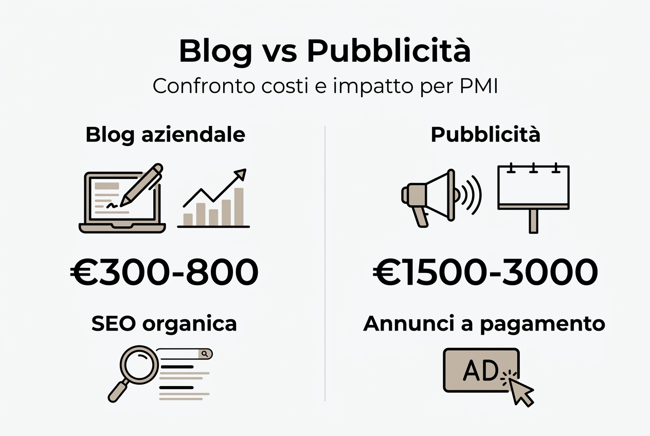 Infografica: confronto tra i costi di gestire un blog e quelli della pubblicità
