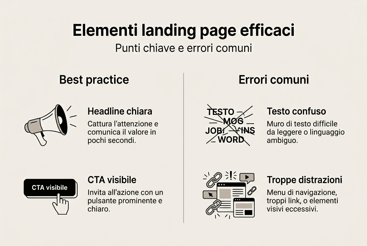 Infografica: cosa non può mancare in una landing page e gli errori più comuni da evitare