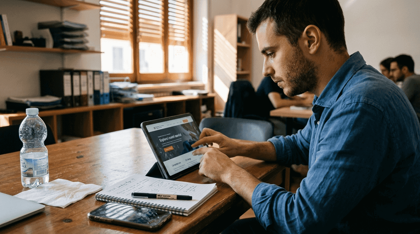 Test della landing page effettuato da utenti su tablet