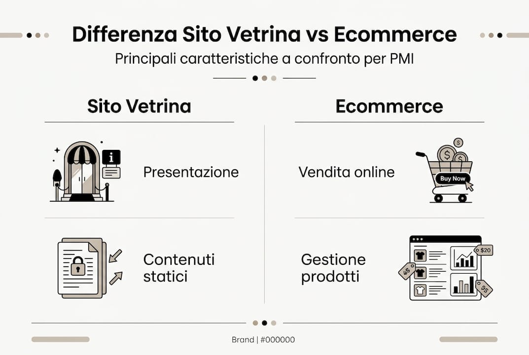 Infografica: differenze tra sito vetrina ed e-commerce