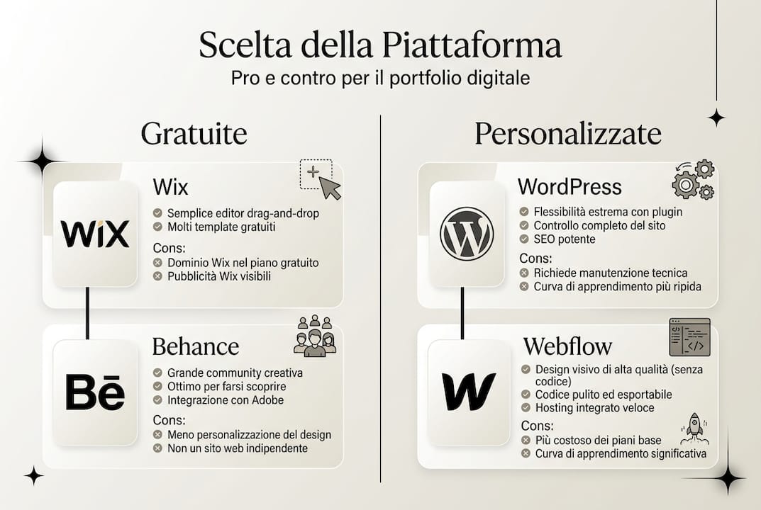 Infografica: confronto tra le principali piattaforme per creare il tuo portfolio online