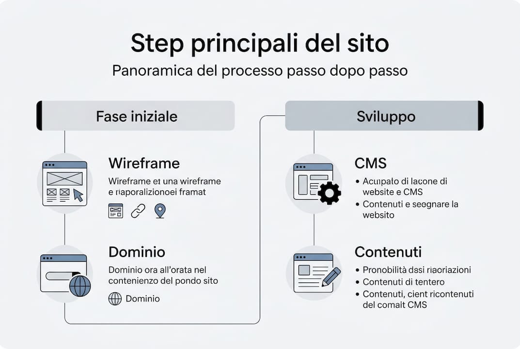 Infografica: le tappe fondamentali per la realizzazione di un sito web