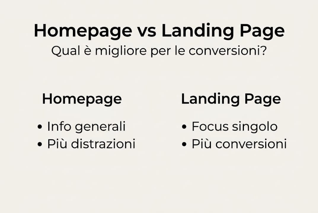 Infografica: differenze tra landing page e homepage