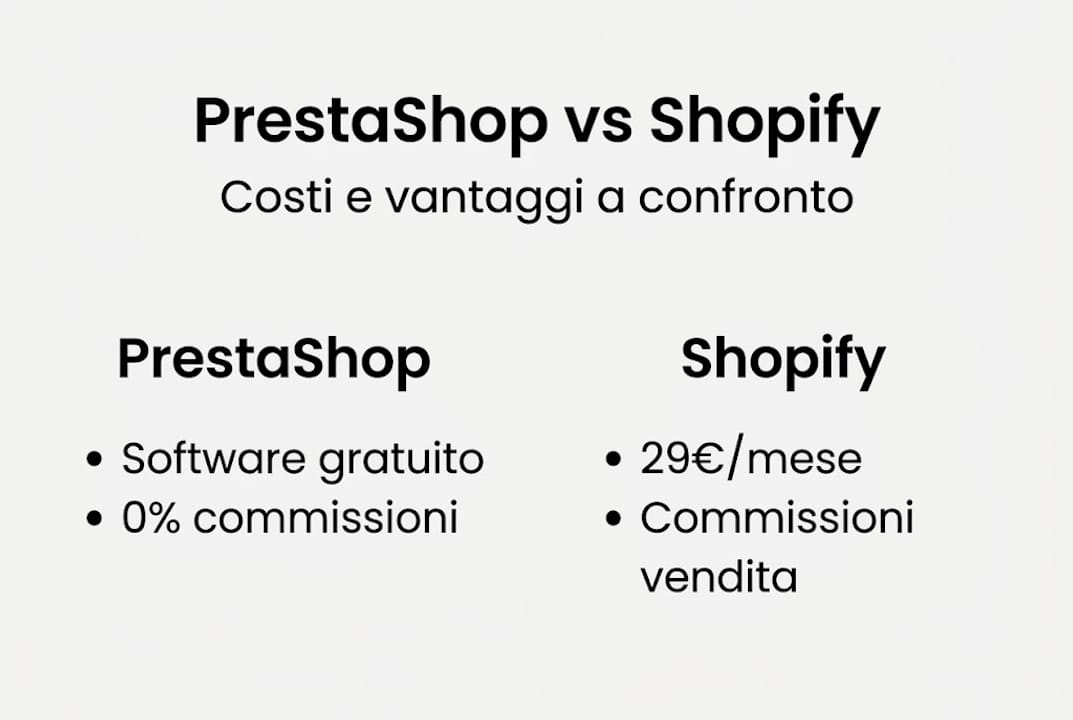 Infografica: confronto dei costi tra PrestaShop e Shopify