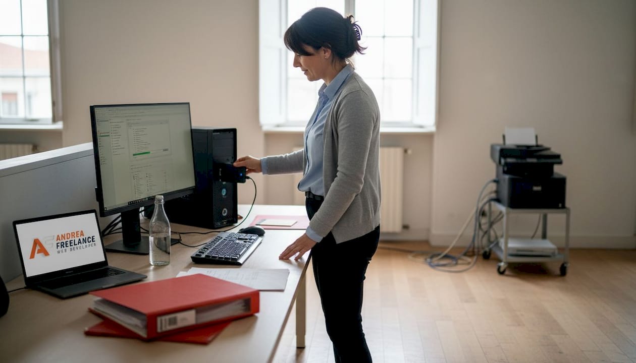 Il consulente si occupa del backup del sito aziendale, garantendo la sicurezza dei dati e la continuità operativa.