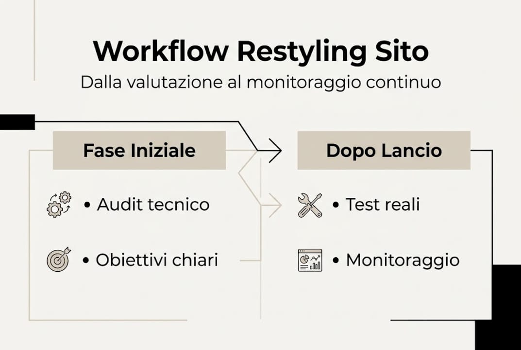 Infografica sul processo di restyling di un sito web
