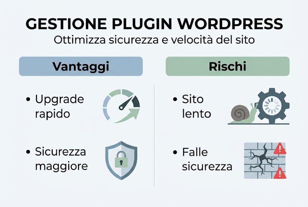 Infografica: pro e contro dei plugin WordPress