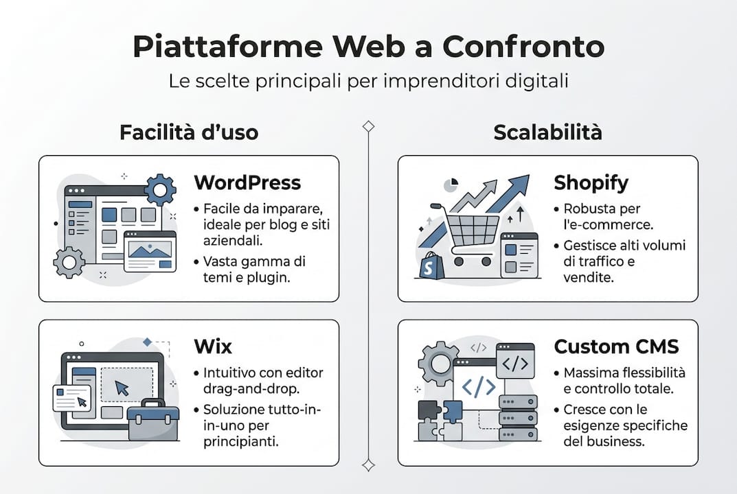 Infografica: confronto tra le principali piattaforme per creare siti web