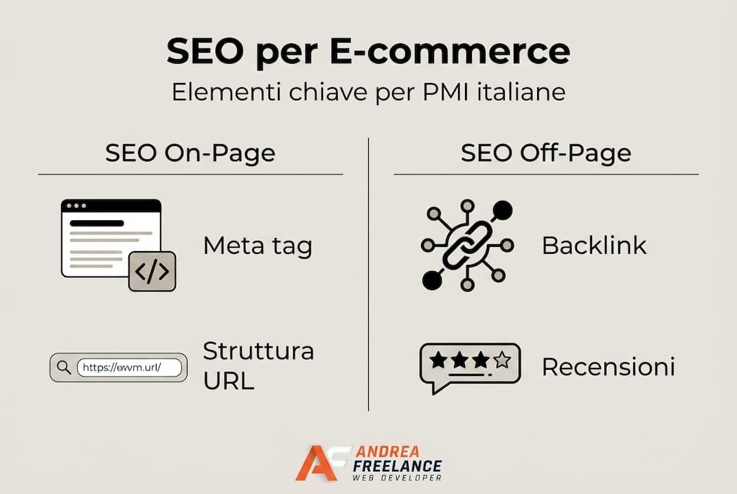 Grafica informativa sui principali fattori che influenzano la SEO