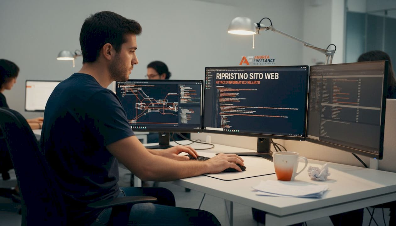 Un tecnico informatico si occupa del recupero e della gestione dopo un attacco informatico.