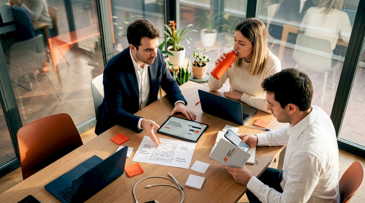 Il team lavora insieme per sviluppare funzionalità personalizzate del sito web.