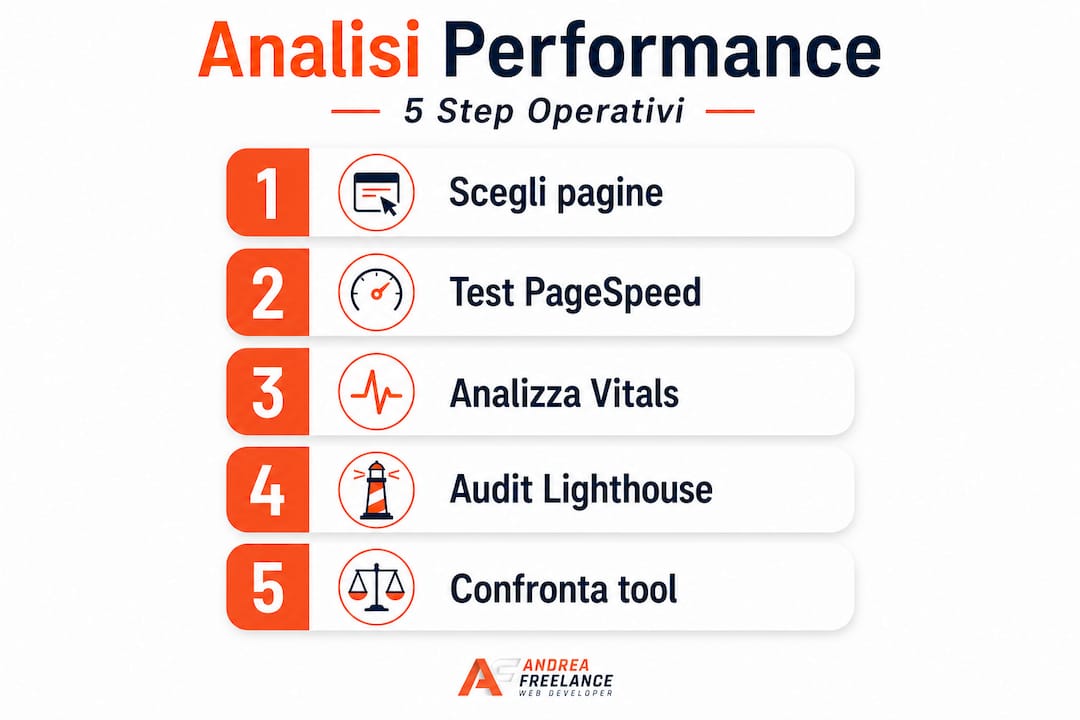 Infografica: tutti i passaggi per analizzare le performance di un sito web