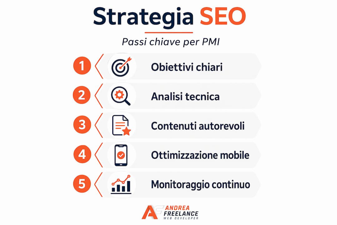 Infografica: le cinque tappe fondamentali di una strategia SEO di successo