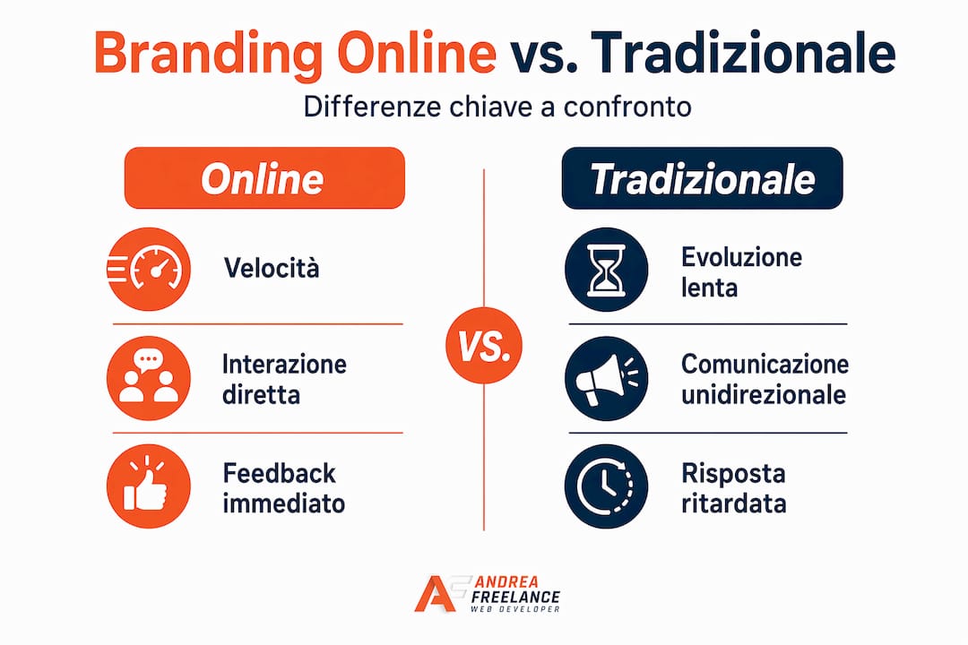 Infografica: differenze e punti di forza tra branding digitale e tradizionale