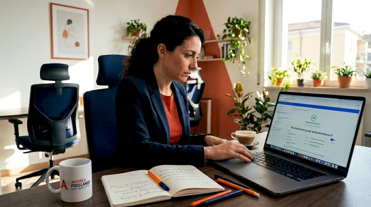 Un professionista si occupa dell’aggiornamento dei dati relativi alle performance del sito web.