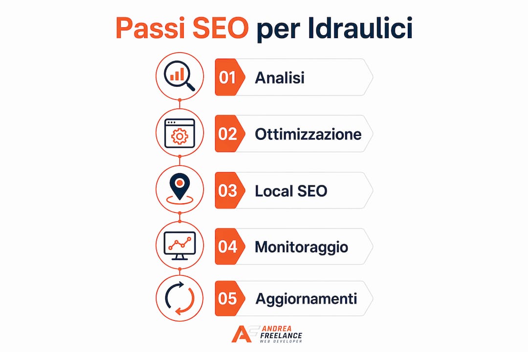 Guida visiva ai principali step SEO per il sito di un idraulico
