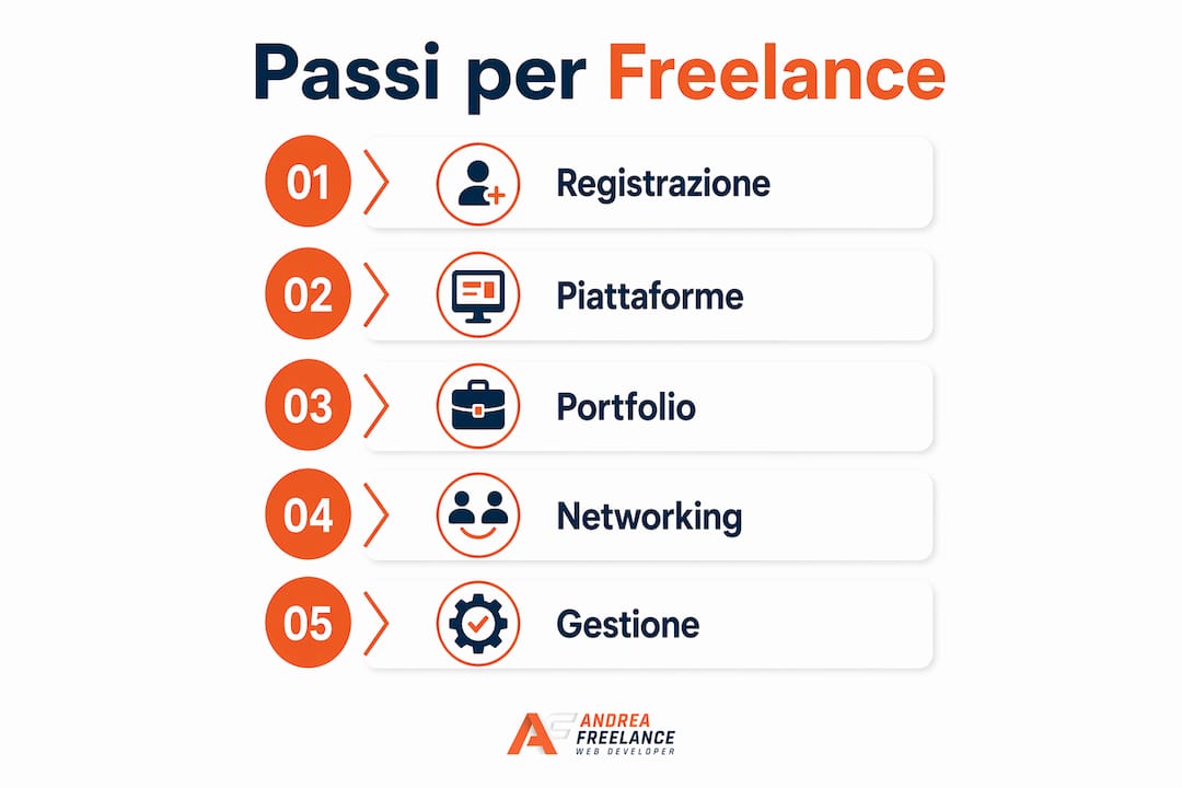 Guida visuale ai passaggi fondamentali per lavorare come freelance a Roma