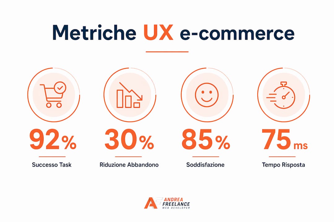Infografica sulle principali metriche per valutare l’esperienza utente negli shop online