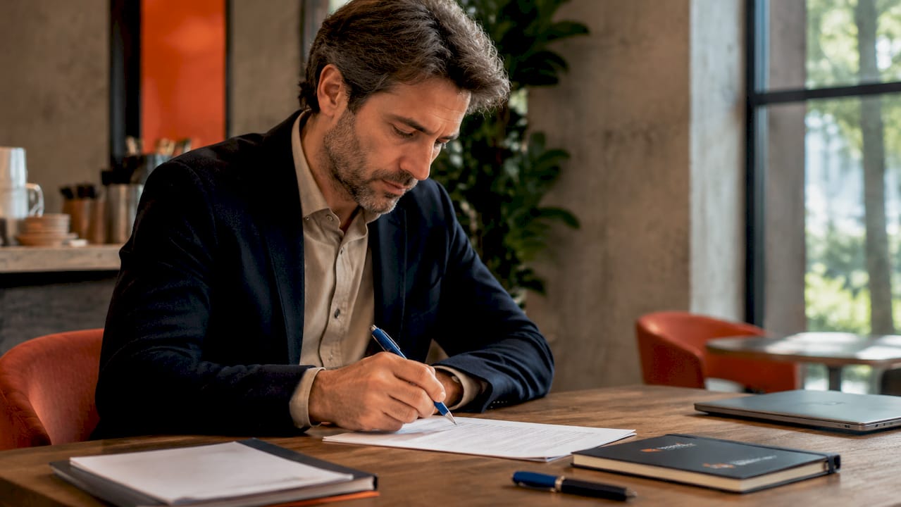 Una persona che sta compilando un modulo per richiedere la conversione