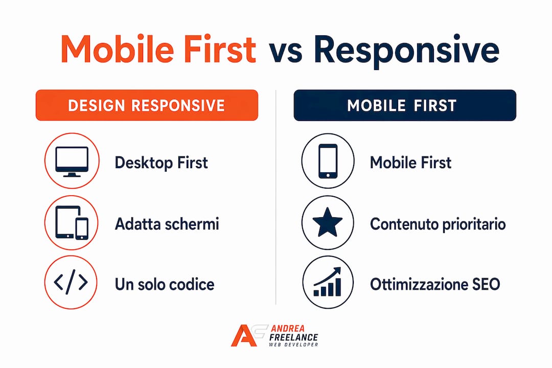 Infografica: confronto tra approccio mobile first e design responsive