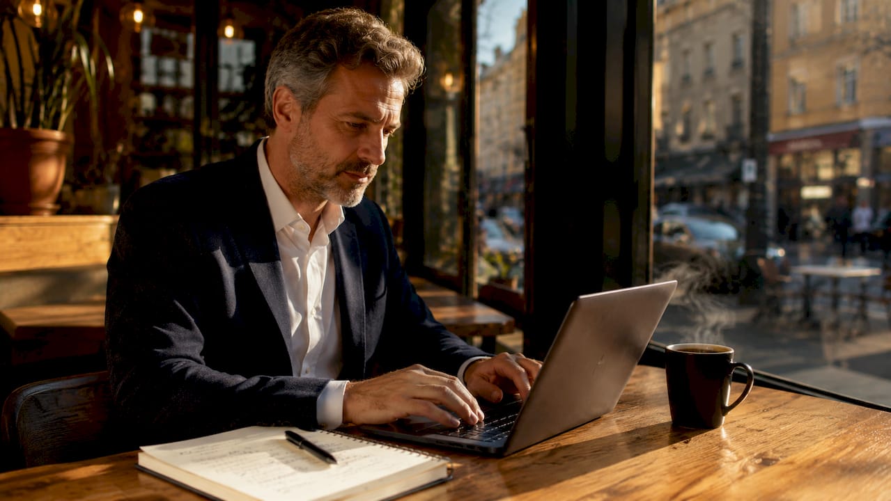 Mani che digitano sulla tastiera di un portatile all’interno di uno spazio di coworking