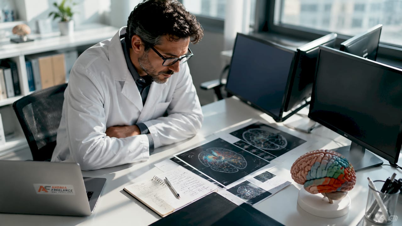 Un neuroscienziato italiano al lavoro tra gli strumenti del suo laboratorio di ricerca