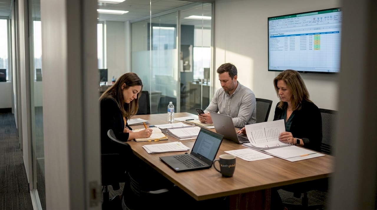 HR team coordinating mobility workflow