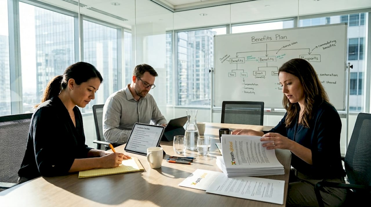 HR team collaborating on evaluation framework