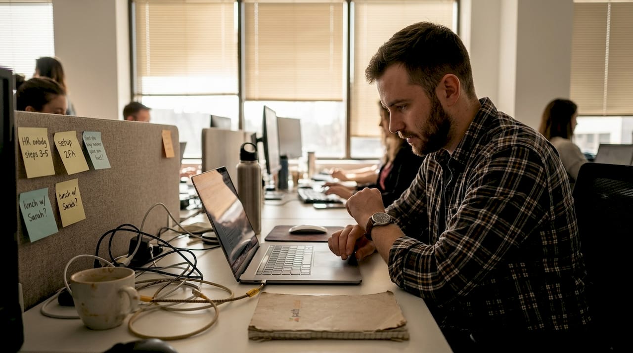 Employee completing digital onboarding tasks