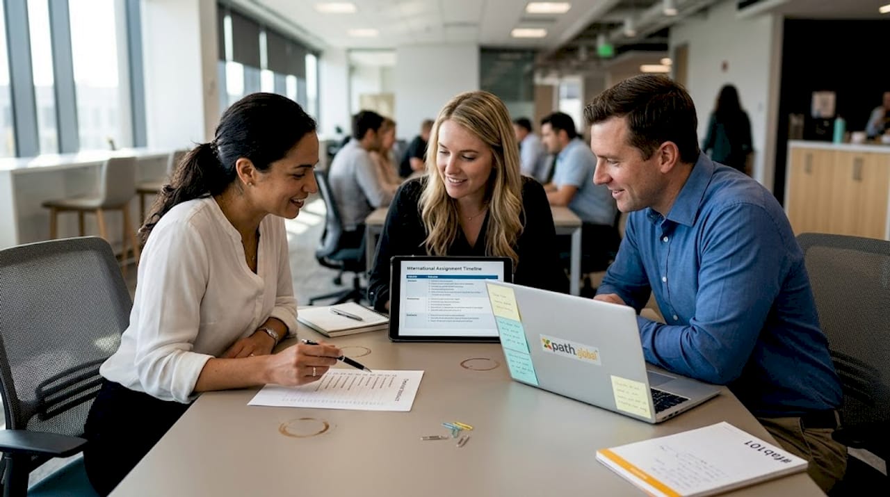 HR team reviewing global mobility processes