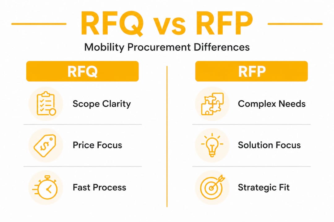 Infographic comparing RFQ versus RFP features