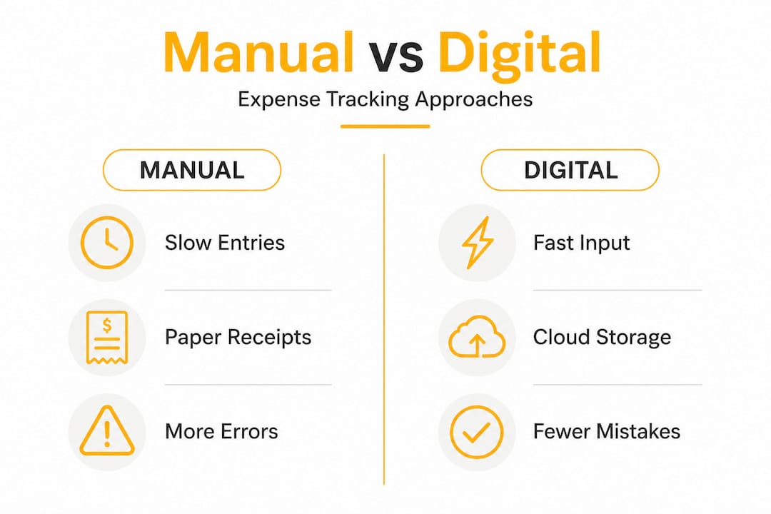 Manual versus digital tracking comparison infographic